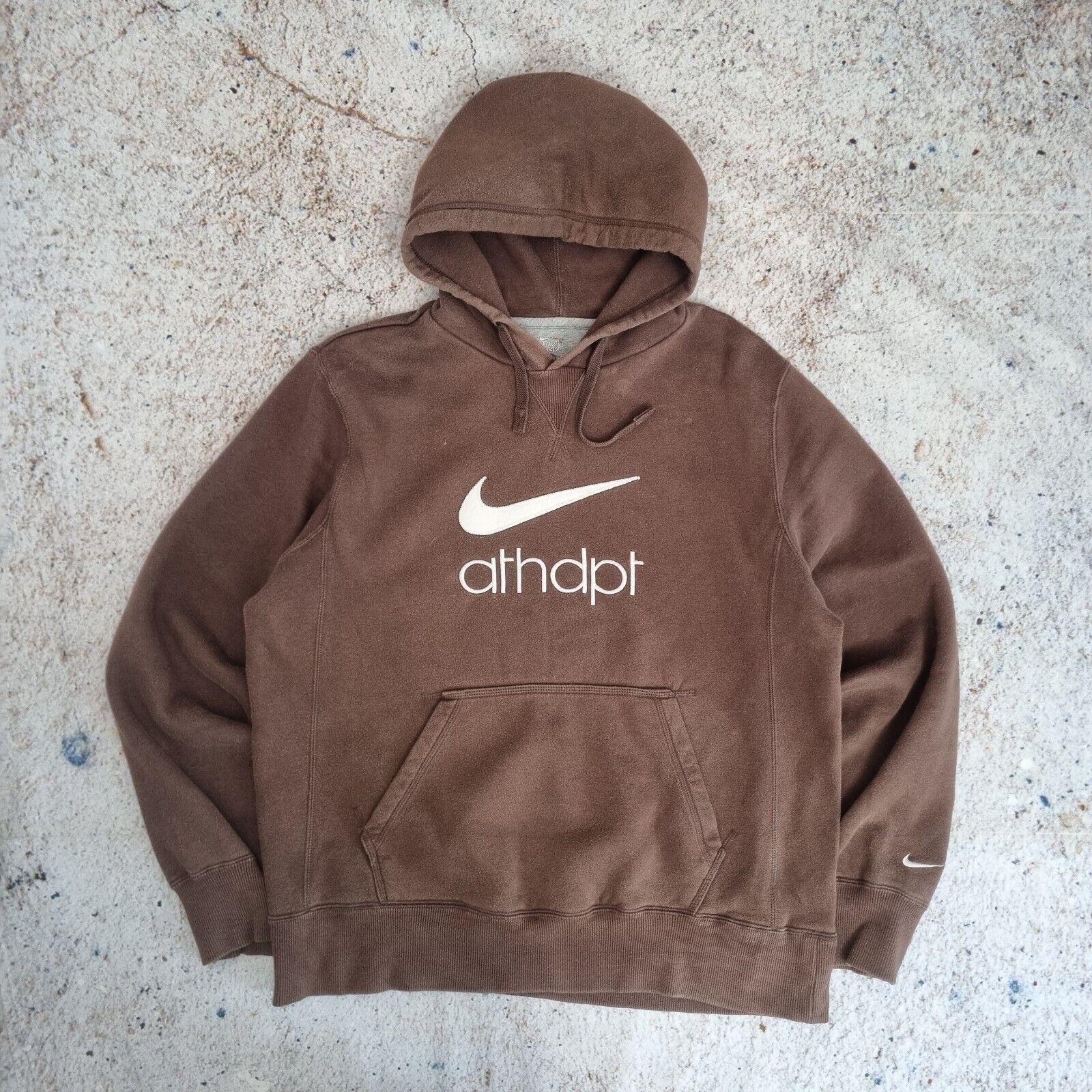 Vintage Nike Hoodie Mens Large Brown Centre Swoosh Spell Out 90s Bruder Vintage
