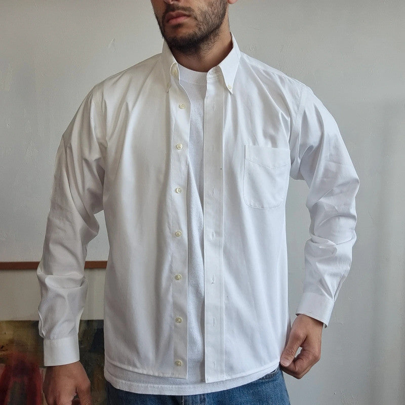 Vintage brooks brothers Boxy Fit Cropped Shirt Long Sleeve Small plain Button Up Skater Y2K