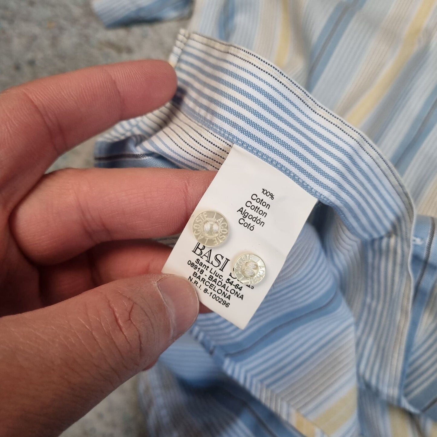 Lacoste Shirt Short Sleeve Striped Mens Vintage - Blue Yellow - Size S 40
