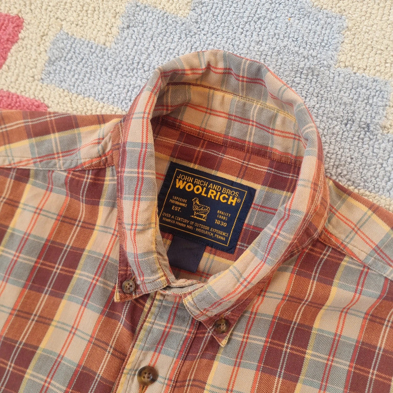 Vintage Woolrich Boxy Fit Cropped Shirt Long Sleeve large check Brown Button Up Skater Y2K Surf