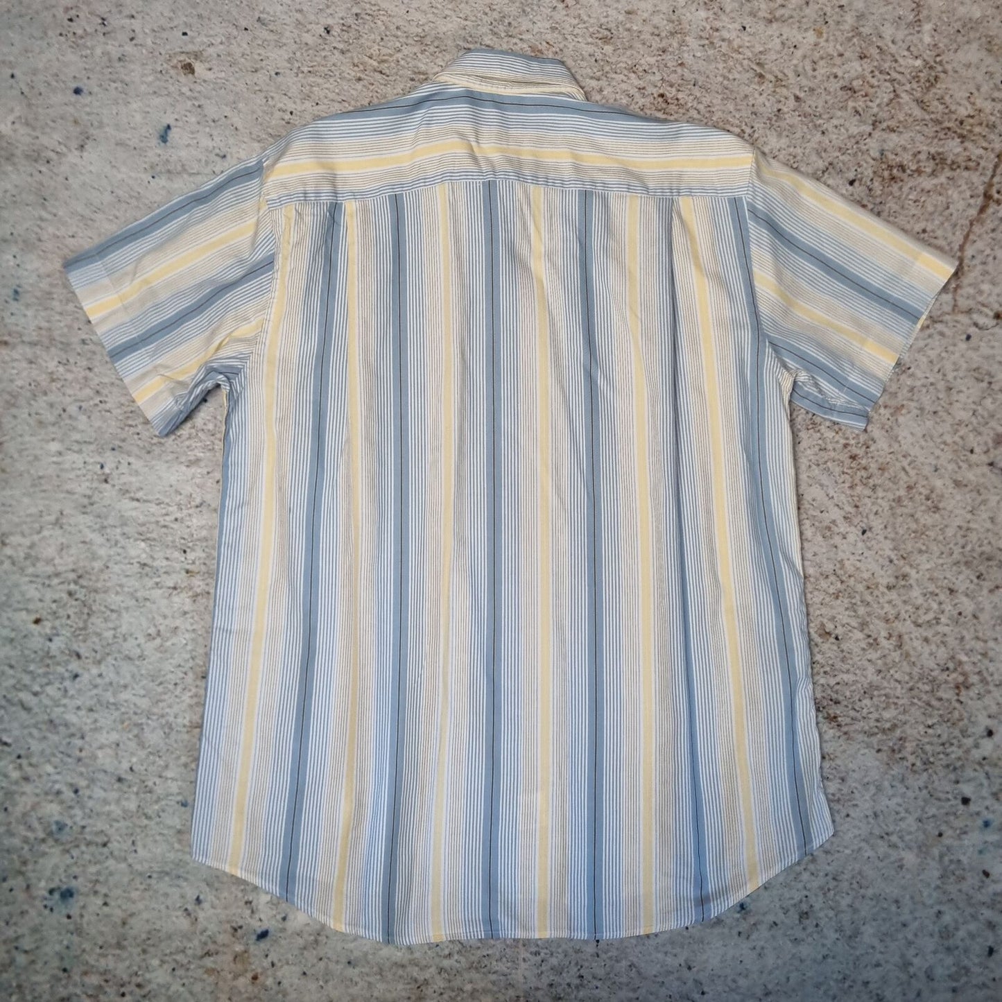 Lacoste Shirt Short Sleeve Striped Mens Vintage - Blue Yellow - Size S 40
