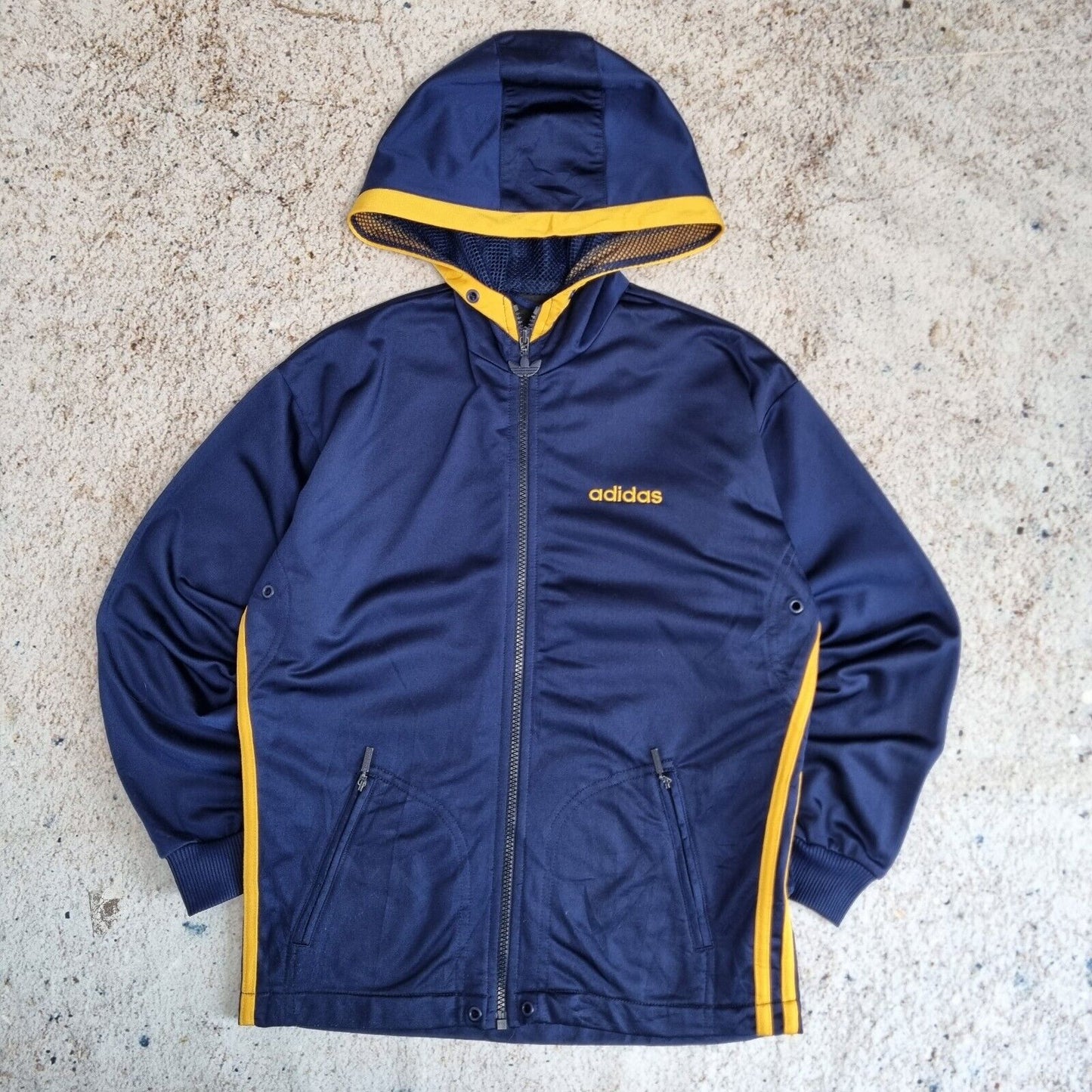 Adidas Track Jacket In Blue Yellow Size S Vintage Retro Windbreaker 90s