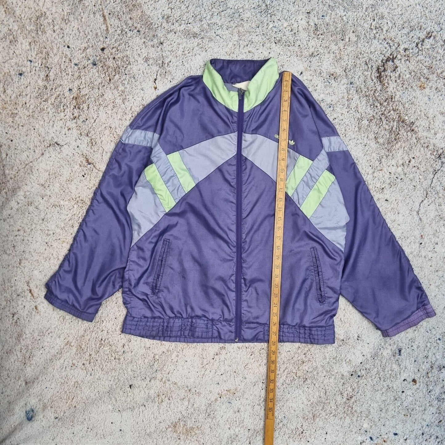 Adidas Track Jacket 90s Full Zip Vintage Windbreaker Purple Green Mens Size M