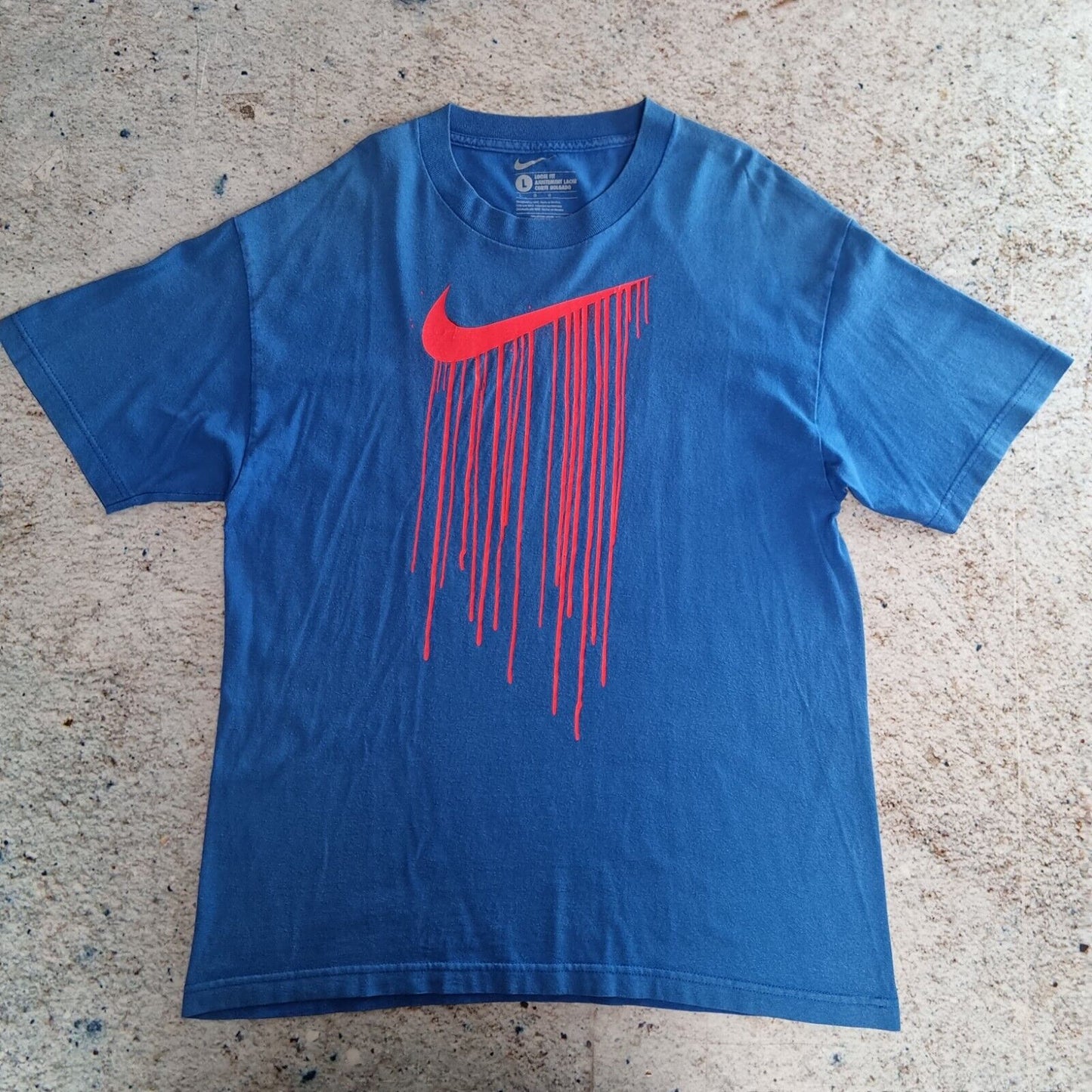 NIKE Mens Slime Grafiti T-Shirt Blue Size L Retro