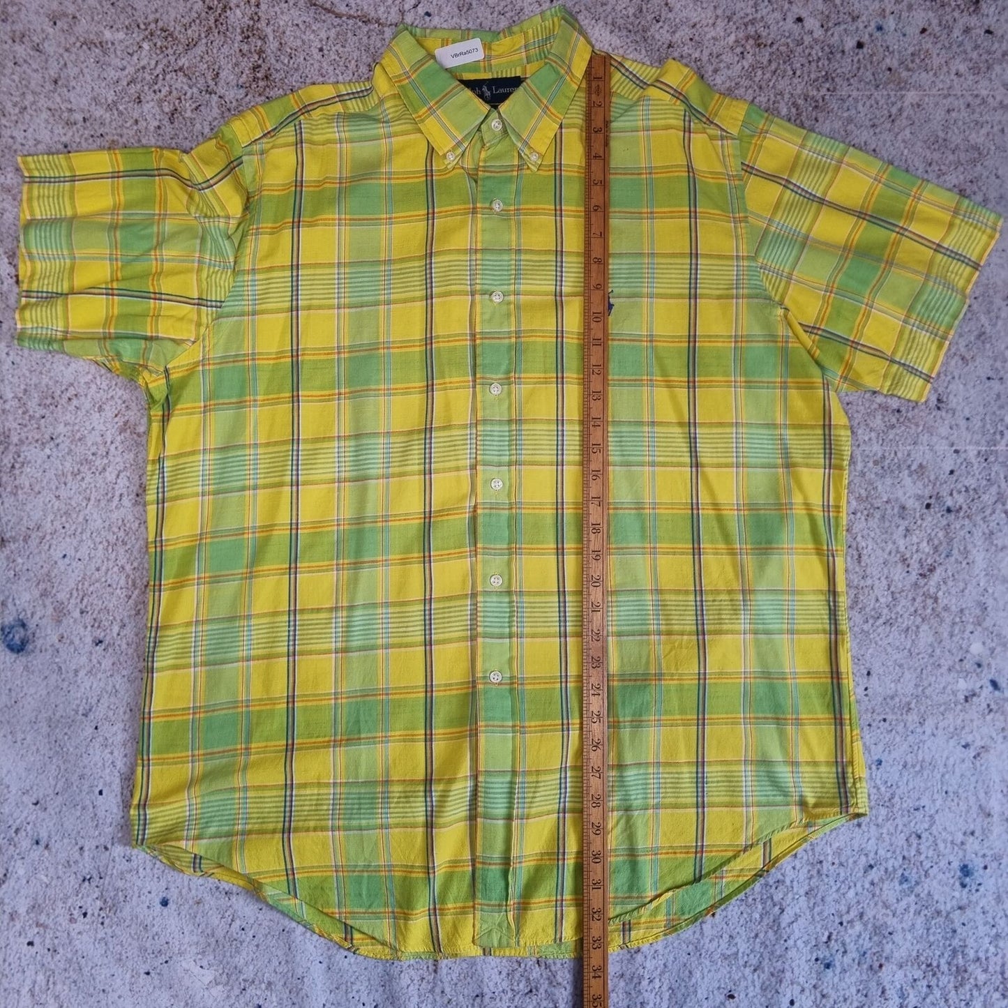 Ralph Lauren OXFORD SHIRT CLASSIC FIT CHECK SHORT SLEEVE - Yellow - Size XL