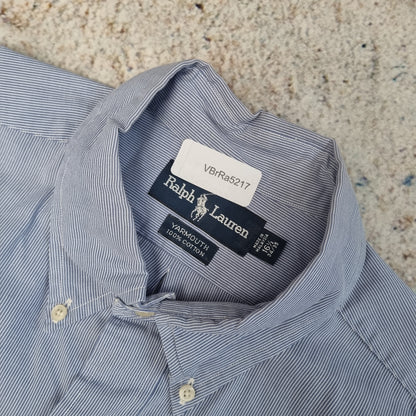 Ralph Lauren OXFORD SHIRT YARMOUTH 100% COTTON STRIPE 34/35 - Blue - Size 16.5