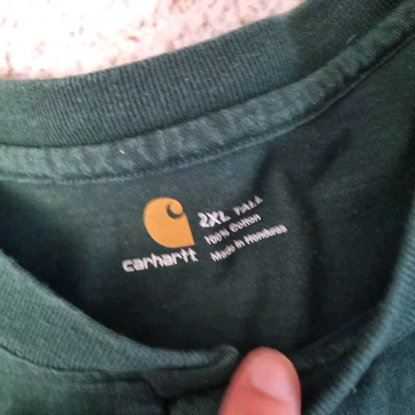 Carhartt Logo T Shirt 2XL Pocket Workwear Tall Green Tee