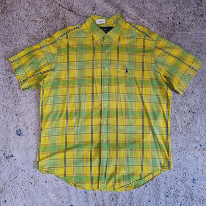 Ralph Lauren OXFORD SHIRT CLASSIC FIT CHECK SHORT SLEEVE - Yellow - Size XL