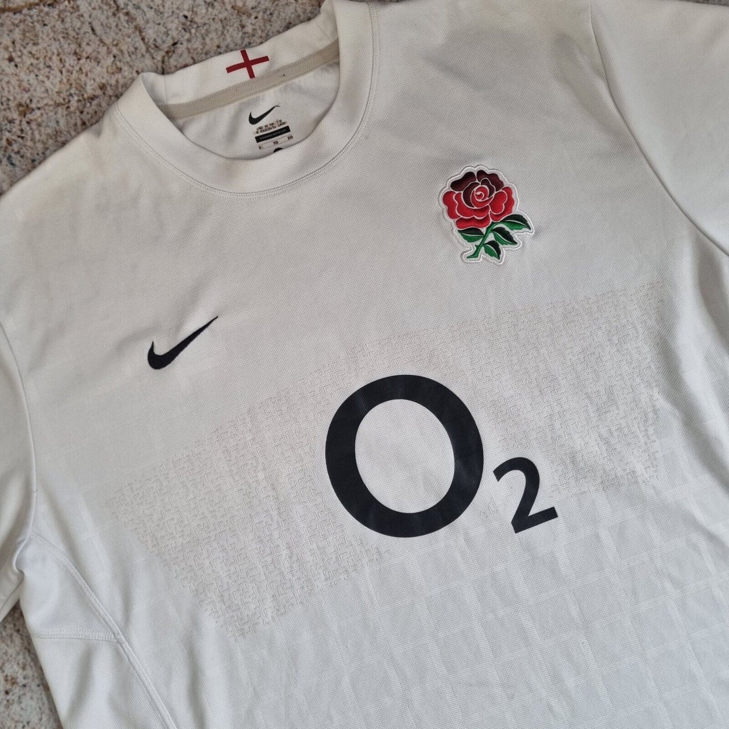 Nike ENGLAND Rugby Home Shirt Jersey Mens XL 2011 White O2