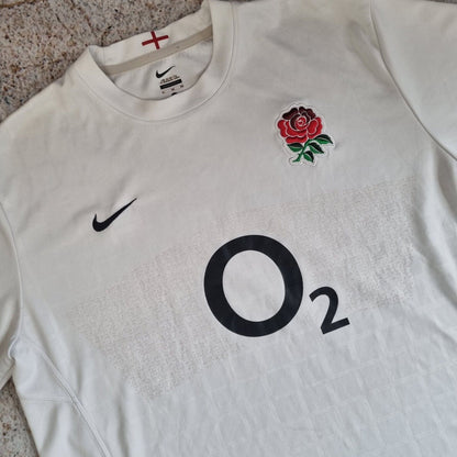 Nike ENGLAND Rugby Home Shirt Jersey Mens XL 2011 White O2