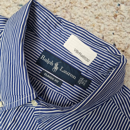 Ralph Lauren OXFORD SHIRT CLASSIC FIT STRIPED 34-35 L  - Blue - Size 16.5