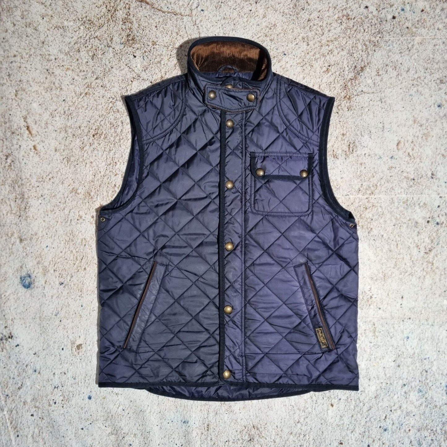 Ralph Lauren Polo Blue Gilet Mens Diamond Quilt Puffer Bodywarmer Vest Medium