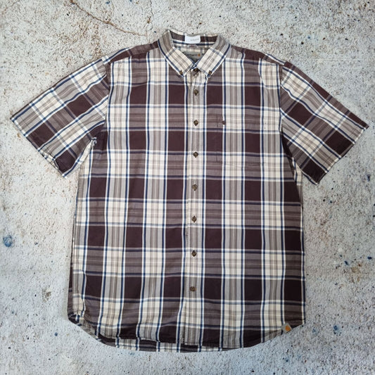 Carhartt WORKWEAR SHIRT SHORT SLEEVE CHECK TALL FIT - Brown - Size XL