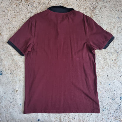 Fred Perry POLO SHIRT BURGUNDY BLUE COLLAR - Red - Size XL