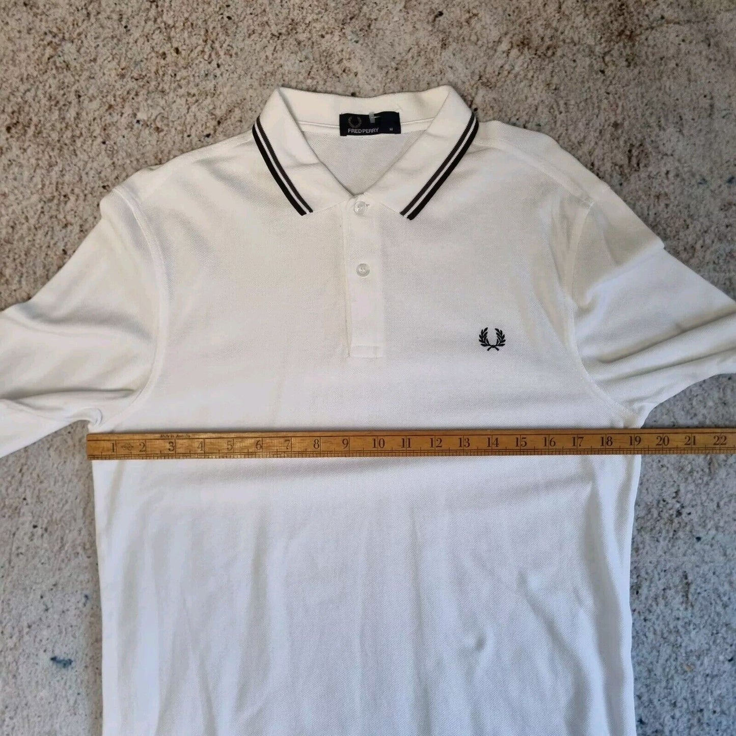 Mens Fred Perry Long Sleeved Polo Shirt White M