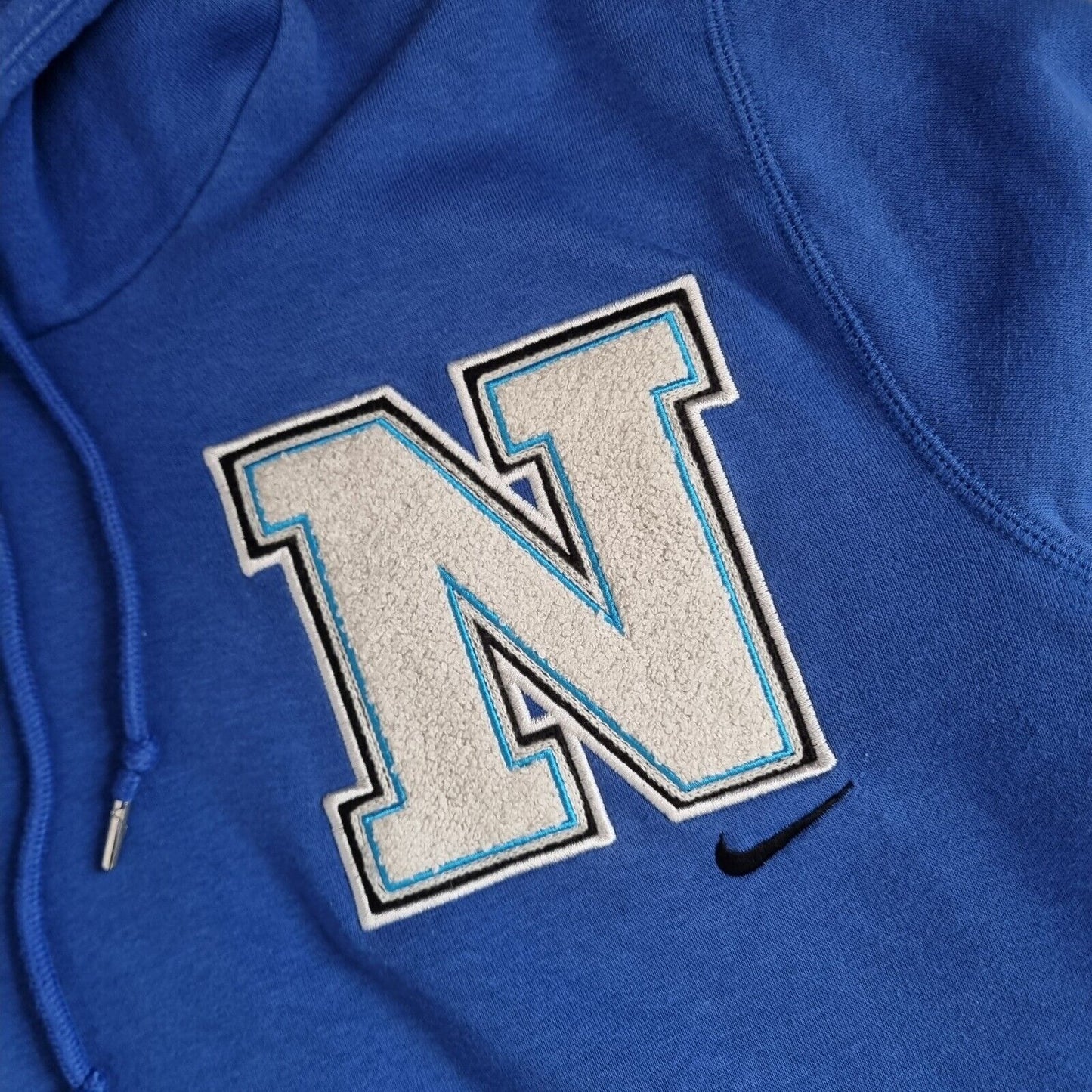 Nike Hoodie Vintage Y2K Pull Over Letterman Sports Sweatshirt, Blue, Mens Medium