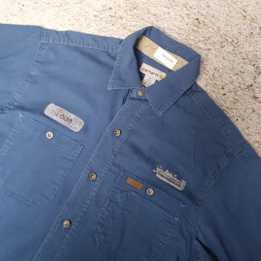 Carhartt Shirt Workshirt Workwear Pockets Short Sleeve Mens - Blue - Size S