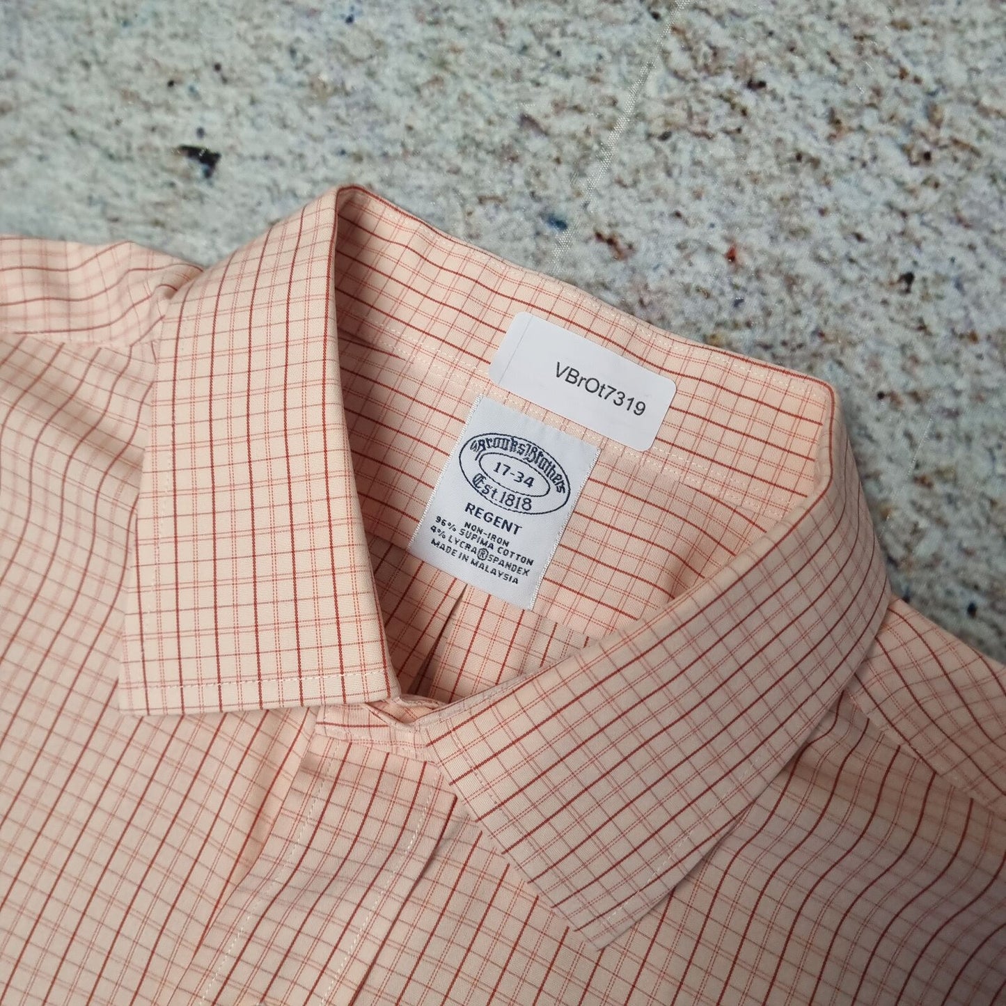 Brooks Brothers Shirt Long Sleeve Mens Check (read desc.) - Orange - Size L