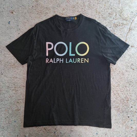 Polo Ralph Lauren Top Shirt T Shirt Mens Medium Spellout RL Rainbow