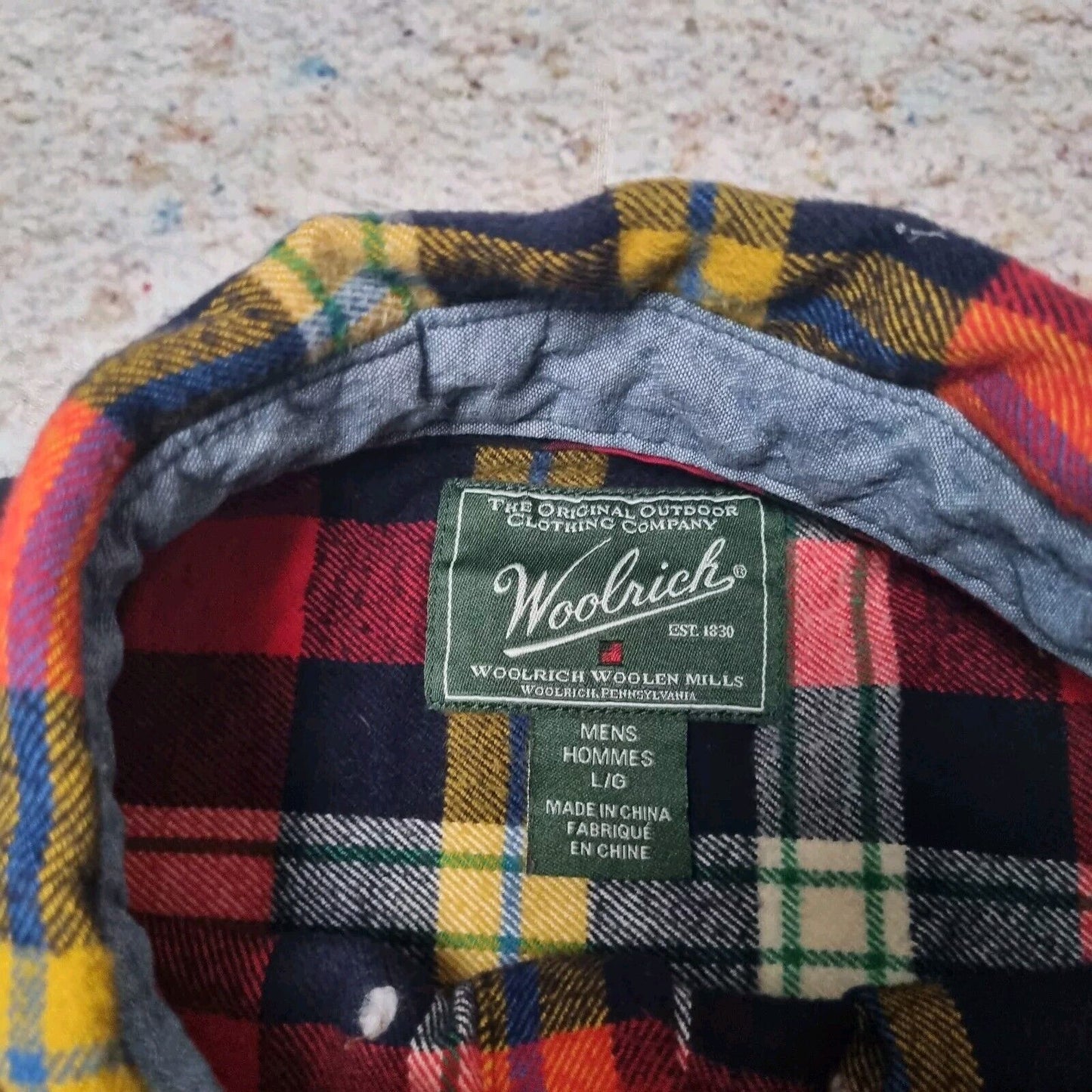 Woolrich Flannel Shirt Long Sleeve Mens Check Plaid - Red Tartan - Size L