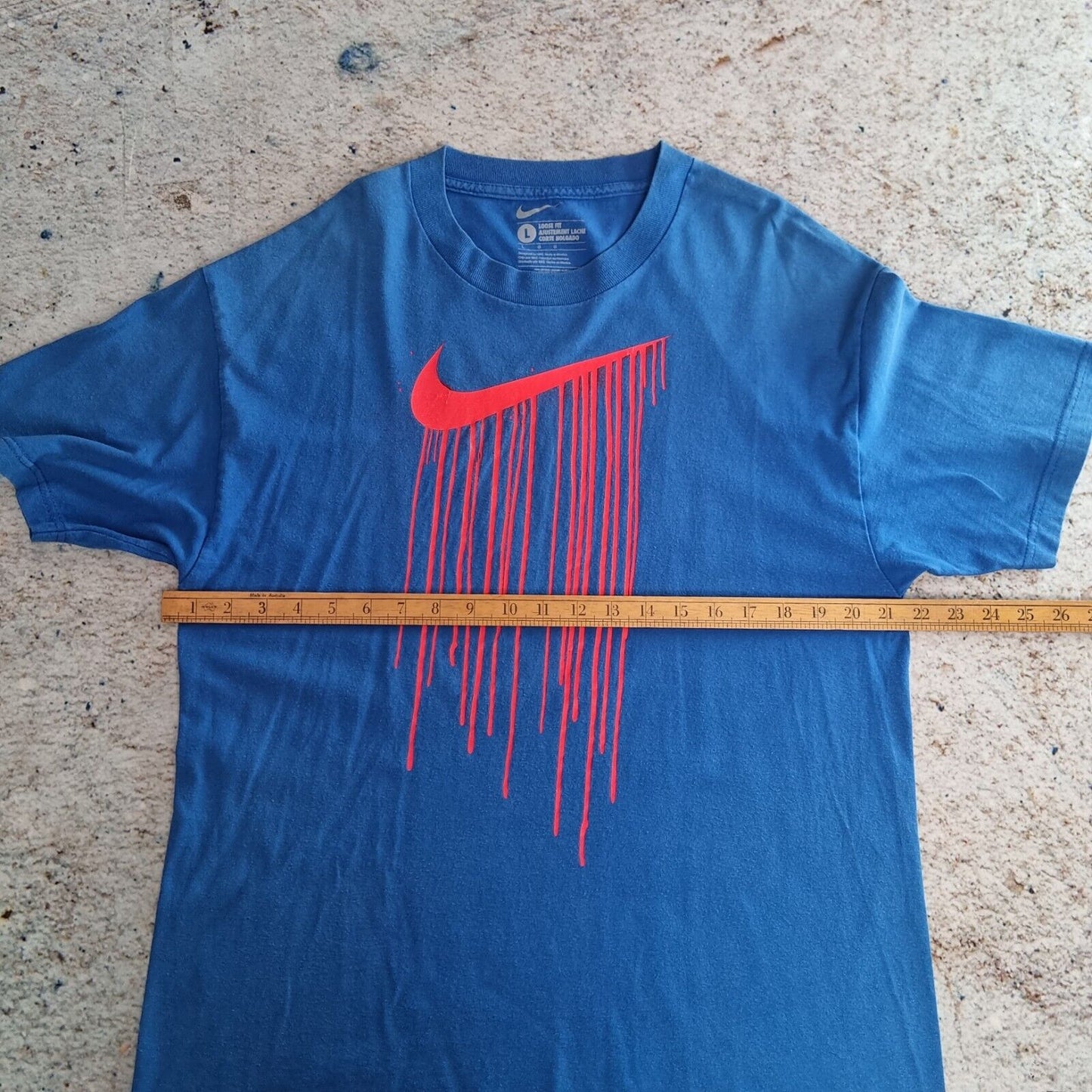 NIKE Mens Slime Grafiti T-Shirt Blue Size L Retro