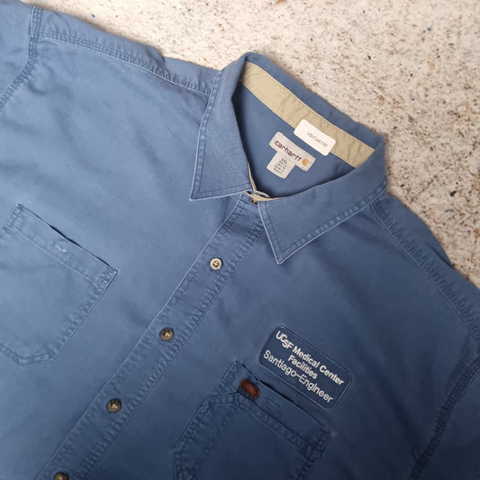 Carhartt Shirt Workshirt Workwear Pockets Short Sleeve Mens - Blue - Size XXXXL