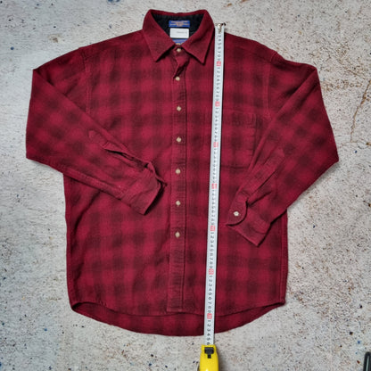 Pendleton Shirt Mens Checkered Wool Long Sleeve Flannel Button Up - Red Size M