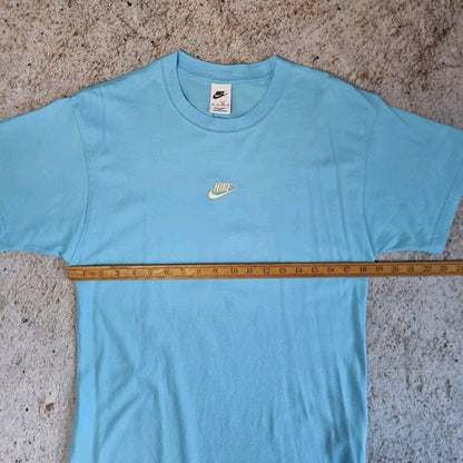 Nike Club T-Shirt Centre Swoosh Logo- Light Blue - XS