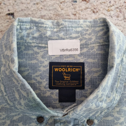 Woolrich OXFORD SHIRT SHORT SLEEVE GRAPHIC FISH SHORT SLEEVE - Blue - Size L