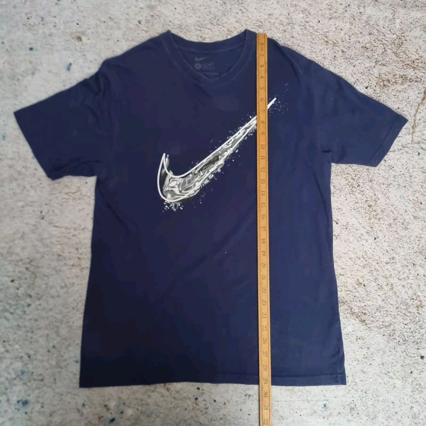 NIKE Mens T-Shirt Navy Graphic Top Big Swoosh Retro Y2K Swim Edition Size L