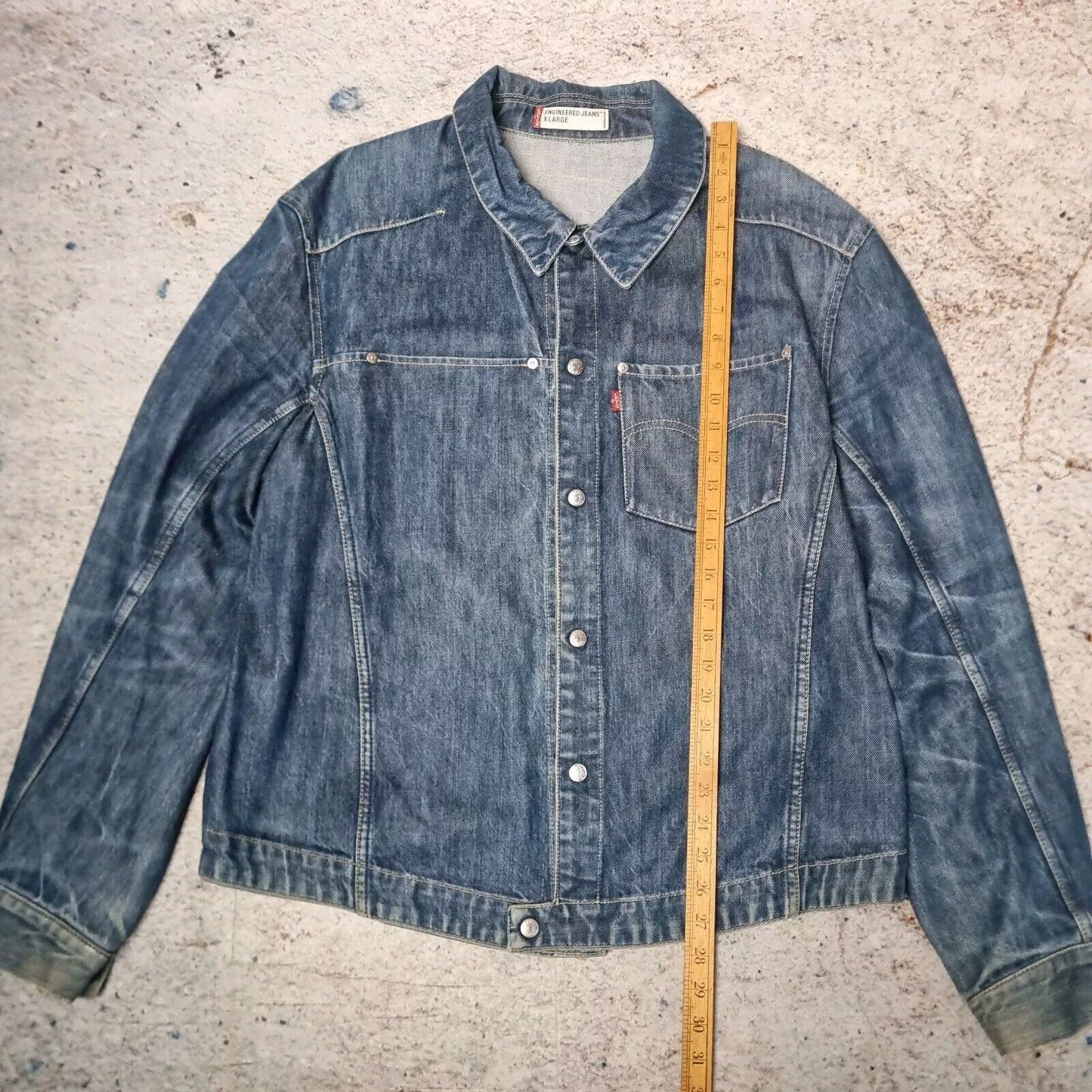 Levis Engineered Denim Jacket Mens Blue Denim Vintage Y2K Size XL