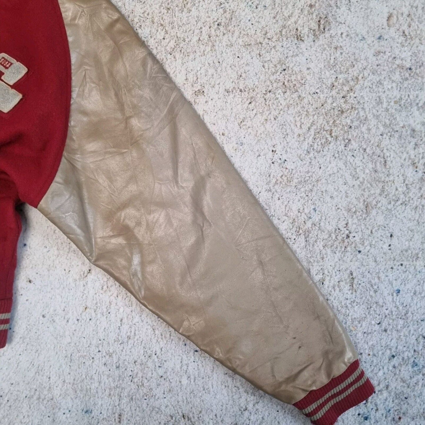 Vintage 80s Wool Varsity Jacket XL Made in USA Women's Red Brown