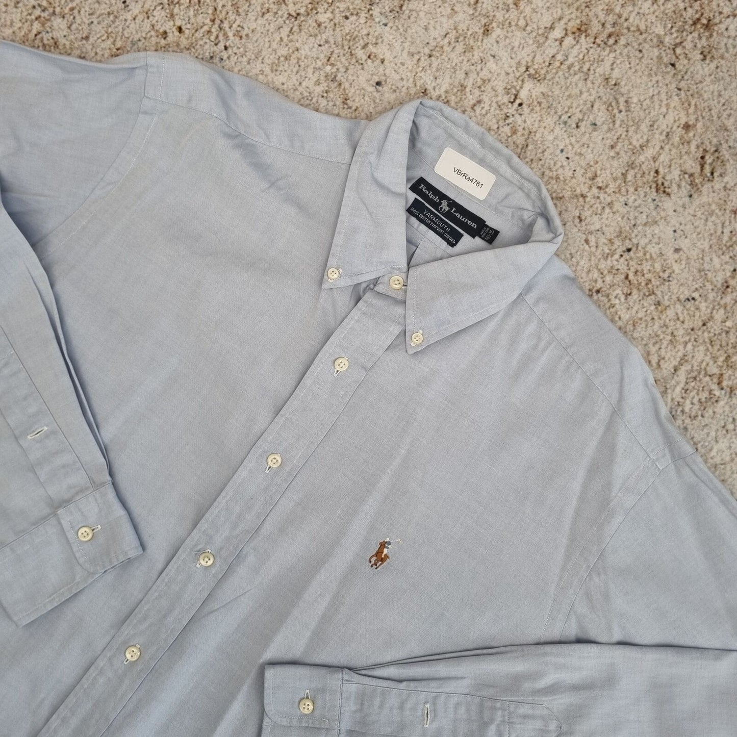 Ralph Lauren OXFORD SHIRT YARMOUTH PINPOINT OXFORD PLAIN - Blue - Size 14.5