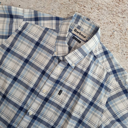 Barbour OXFORD SHIRT GERALD SHIRT SHORT SLEEVE CHECK - Blue - Size M