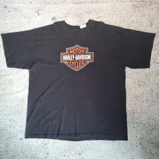 Harley Davidson Biker T-Shirt Short Sleeve Fargo Men Vintage - Black - Size XXL