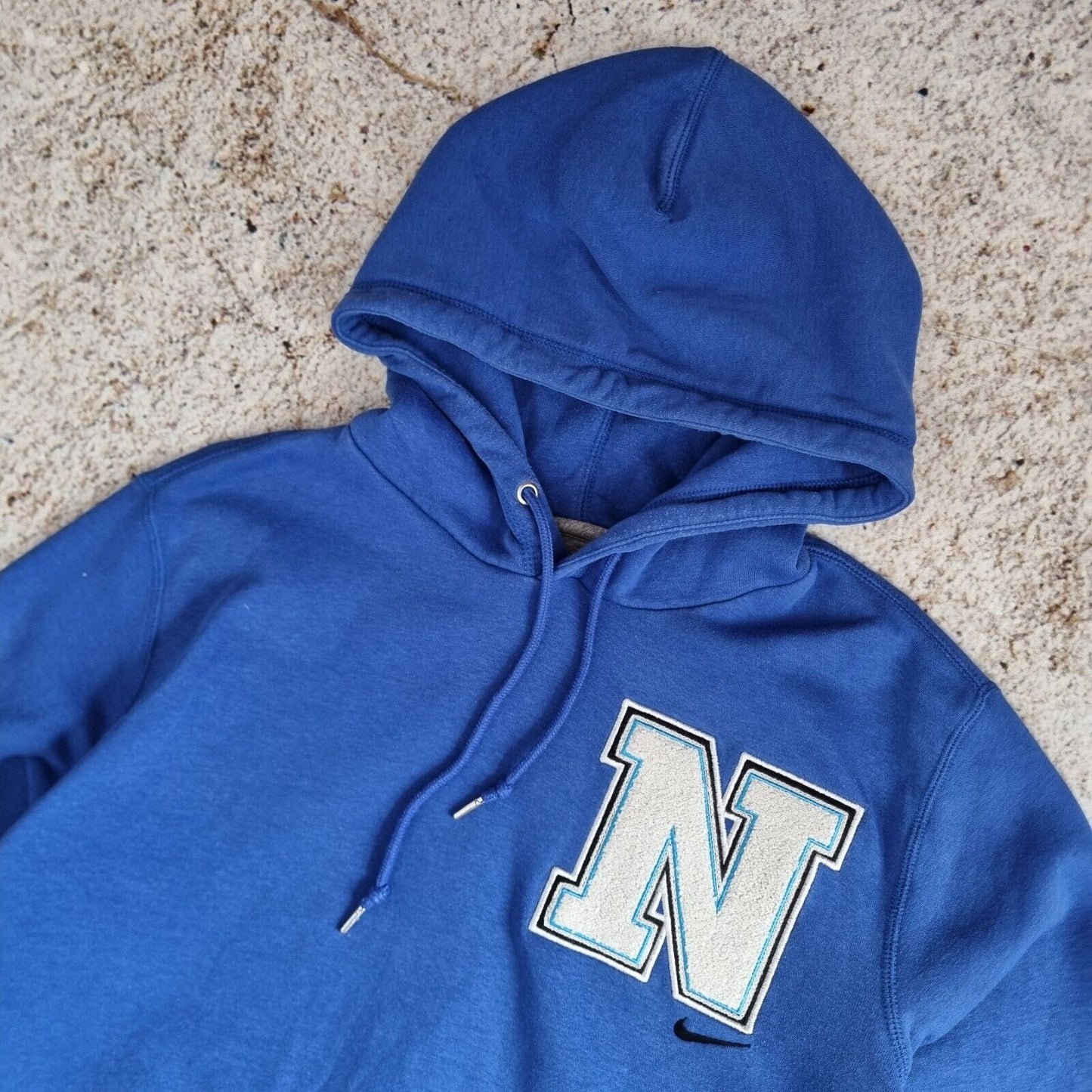 Nike Hoodie Vintage Y2K Pull Over Letterman Sports Sweatshirt, Blue, Mens Medium