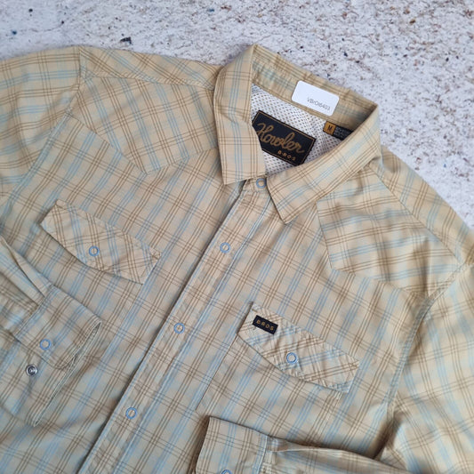 Howler Bros Vintage Shirt Check Western Short Sleeve Cowboy - Brown - Size M