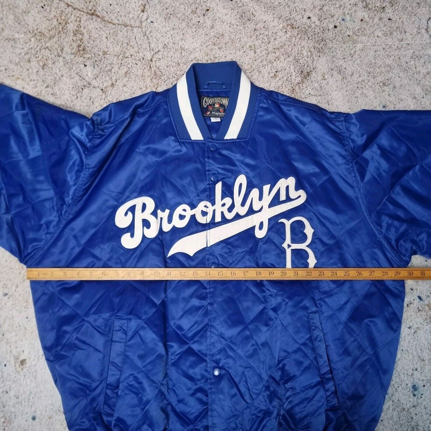 Majestic Brooklyn Dodgers Bomber Jacket MLB Vintage Varsity Coat, Blue Mens XXXL