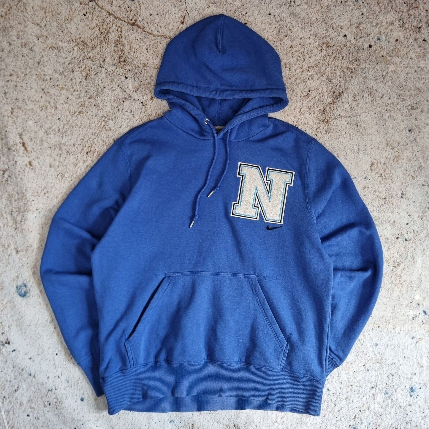 Nike Hoodie Vintage Y2K Pull Over Letterman Sports Sweatshirt, Blue, Mens Medium