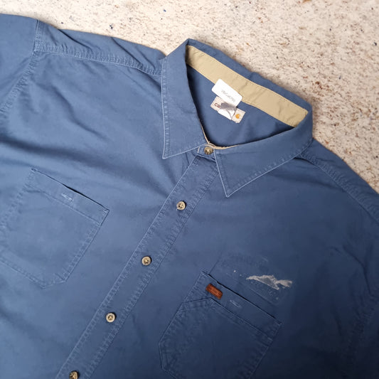 Carhartt Shirt Workshirt Workwear Pockets Short Sleeve Mens - Blue - Size XXXXL