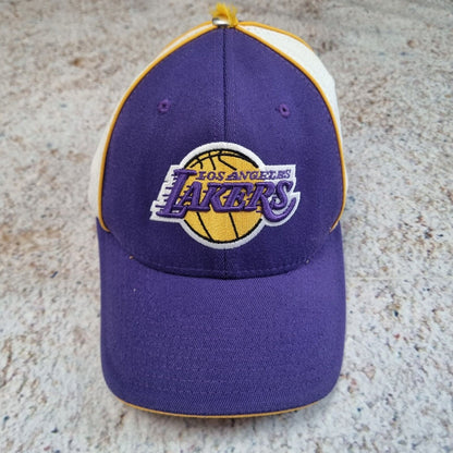 Reebok LA Lakers Cap Hat Fitted Vintage Retro Fitted White Yellow Purple