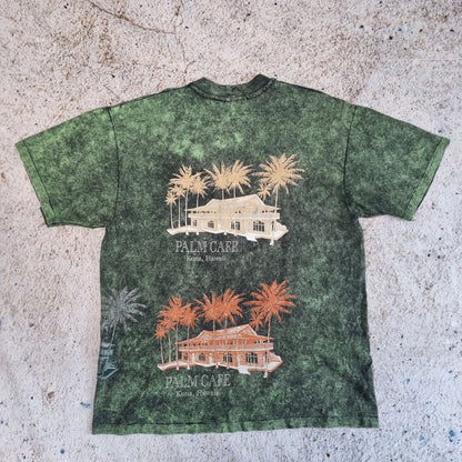 Vintage GRAPHIC T SHIRT PALM CAFE HAWAII VINTAGE SINGLE STITCH - Green - Size M