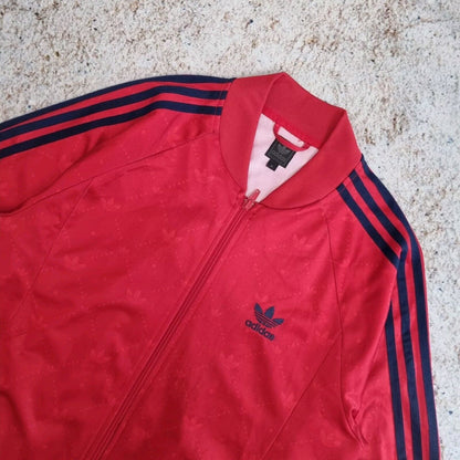 Adidas Track Jacket Logo Print Retro Style Track Top Size M Red