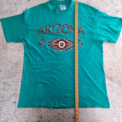 Hanes Vintage Graphic T Shirt XL 90s Arizona Aztec Green Size XL Single Stitch