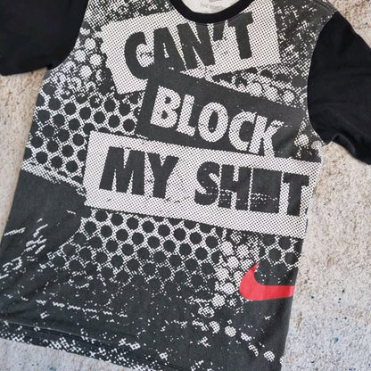 Nike Graphic Print Tee Cant Block My Shot Y2k M Black T Shirt Vtg