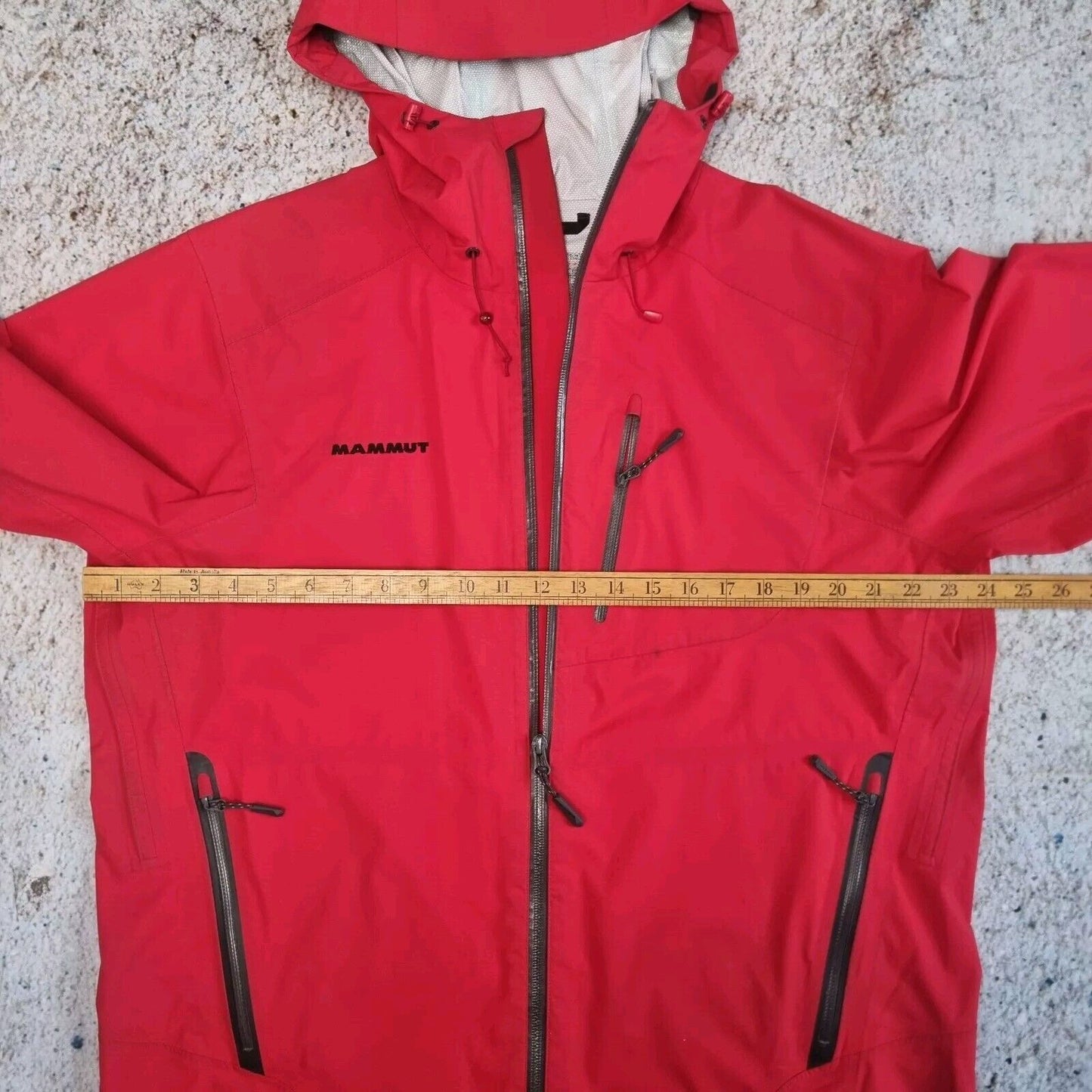 Mammut Drytech Premium Rain Wind Waterproof Hooded Light Red Jacket Coat Medium