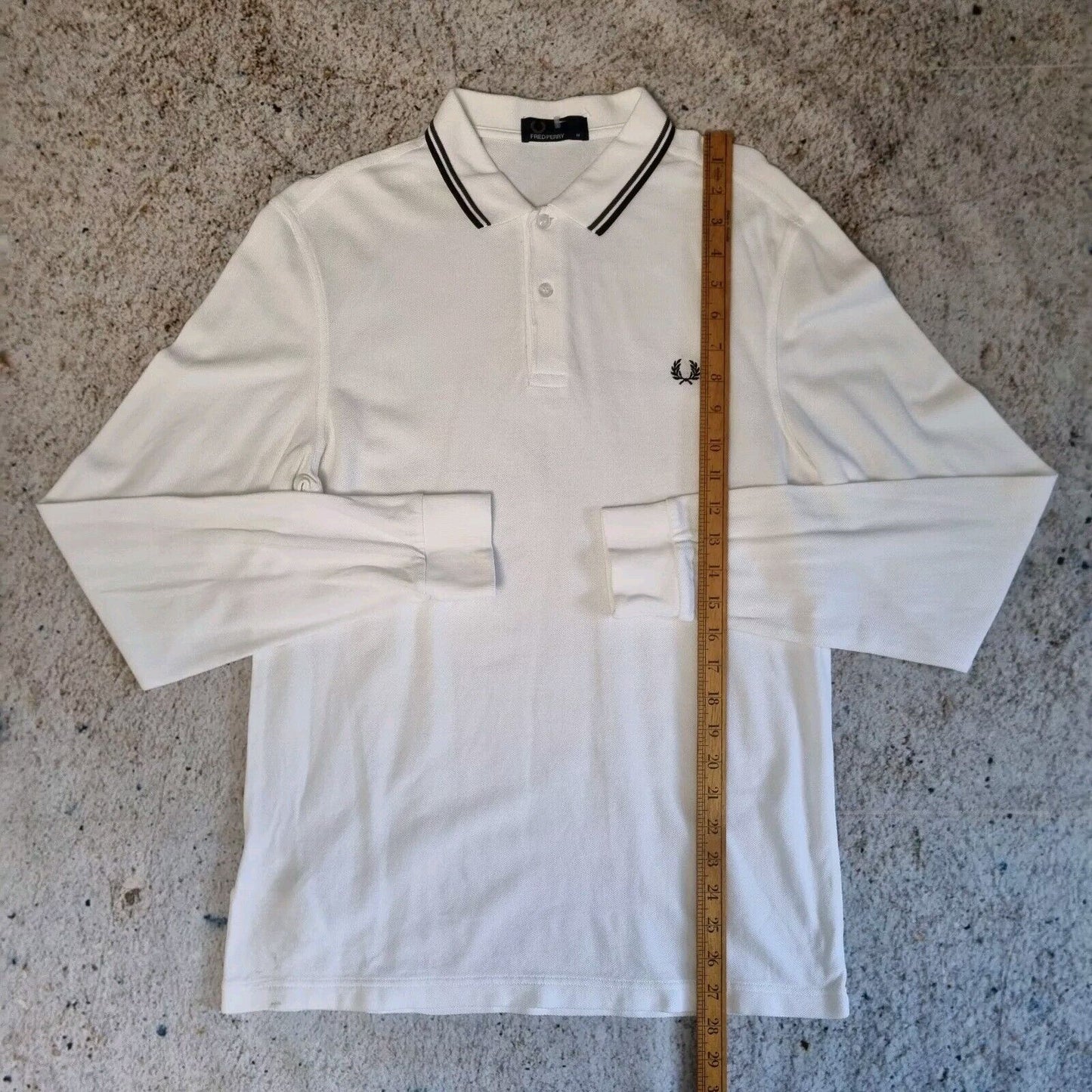 Mens Fred Perry Long Sleeved Polo Shirt White M