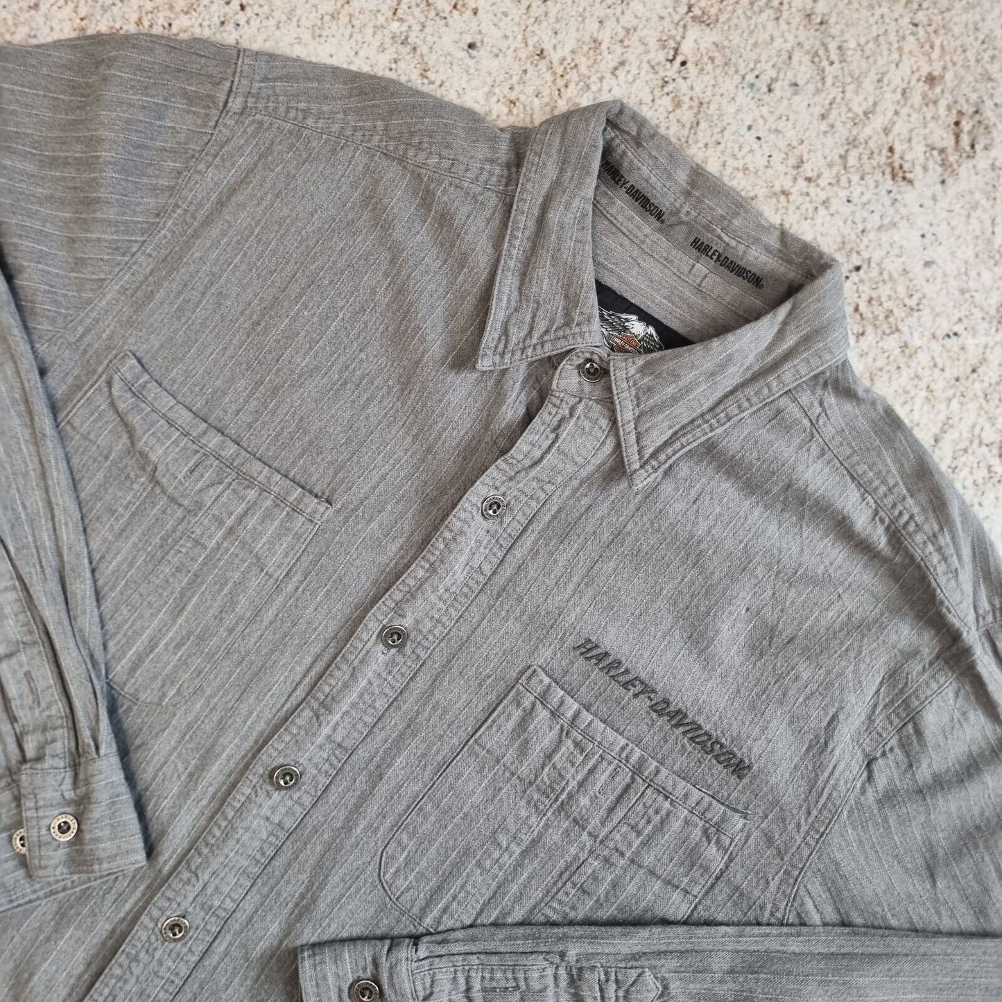 Harley Davidson SHIRT HEAVY WEIGHT PLAIN RETRO - Grey - Size XL