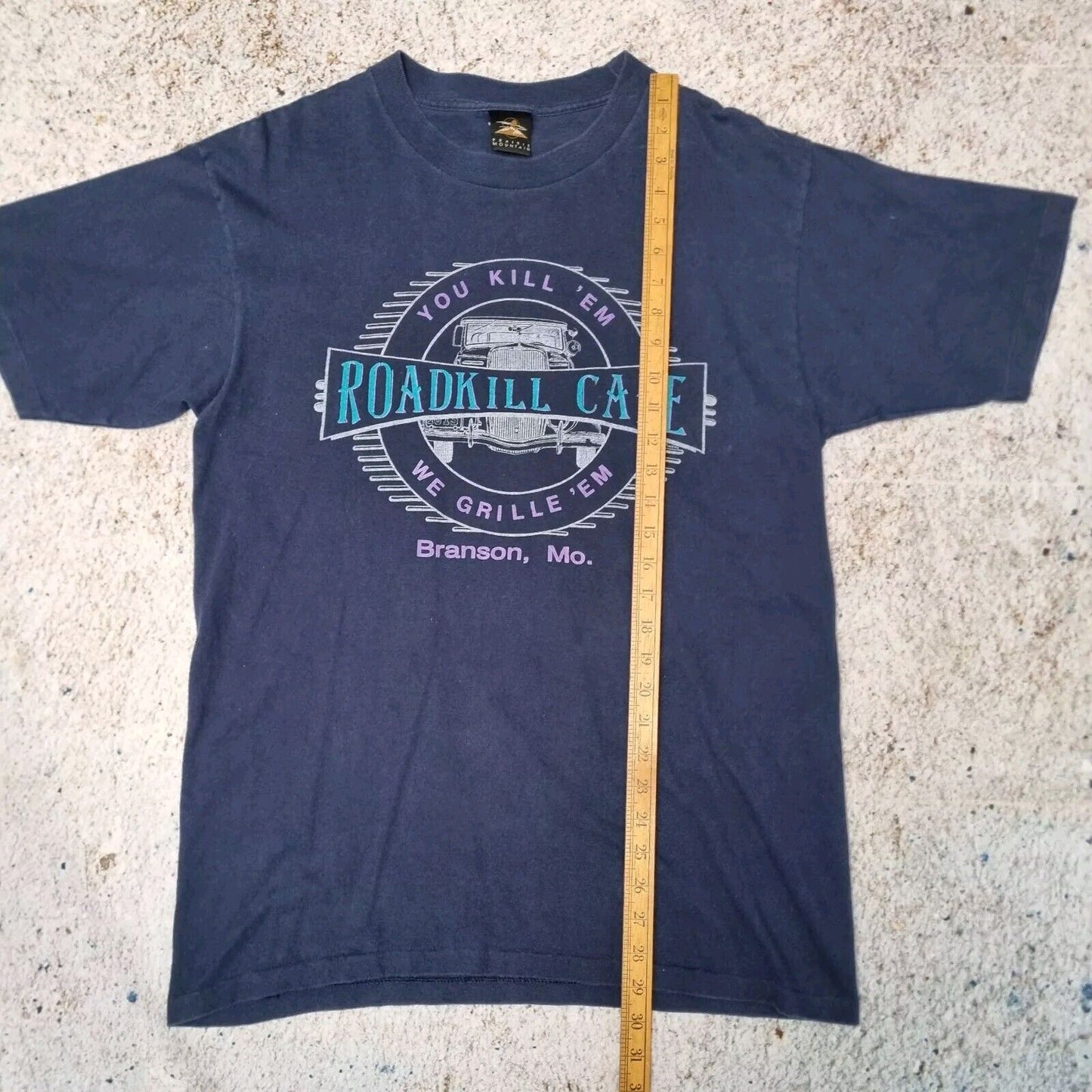 Vintage Roadkill Cafe Branson L Shirt Single-Stitch NAVY Made In USA