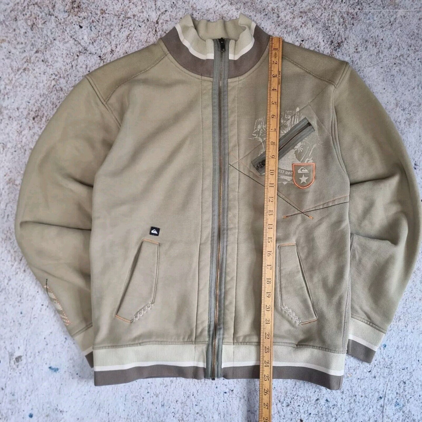 Vintage Quiksilver Full Zip Track Jacket Beige Brown Mens L Surf